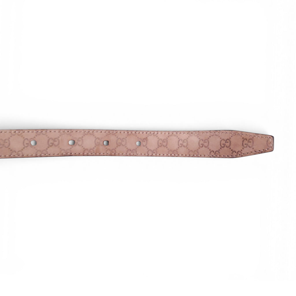 GUCCI THIN BLACK BELT WITH MONOGRAM INTERIOR - SIZE 90