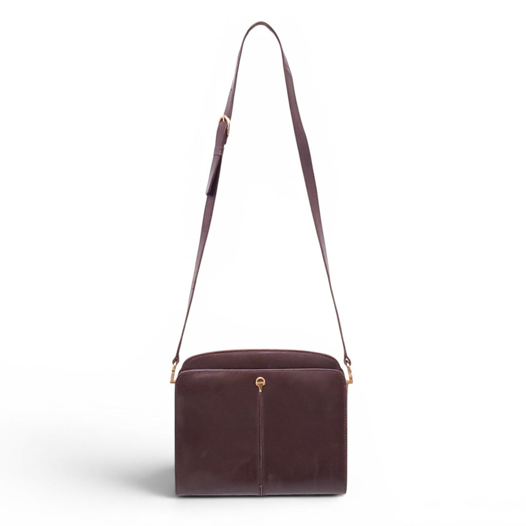 GUCCI VINTAGE BROWN LEATHER CROSSBODY BAG