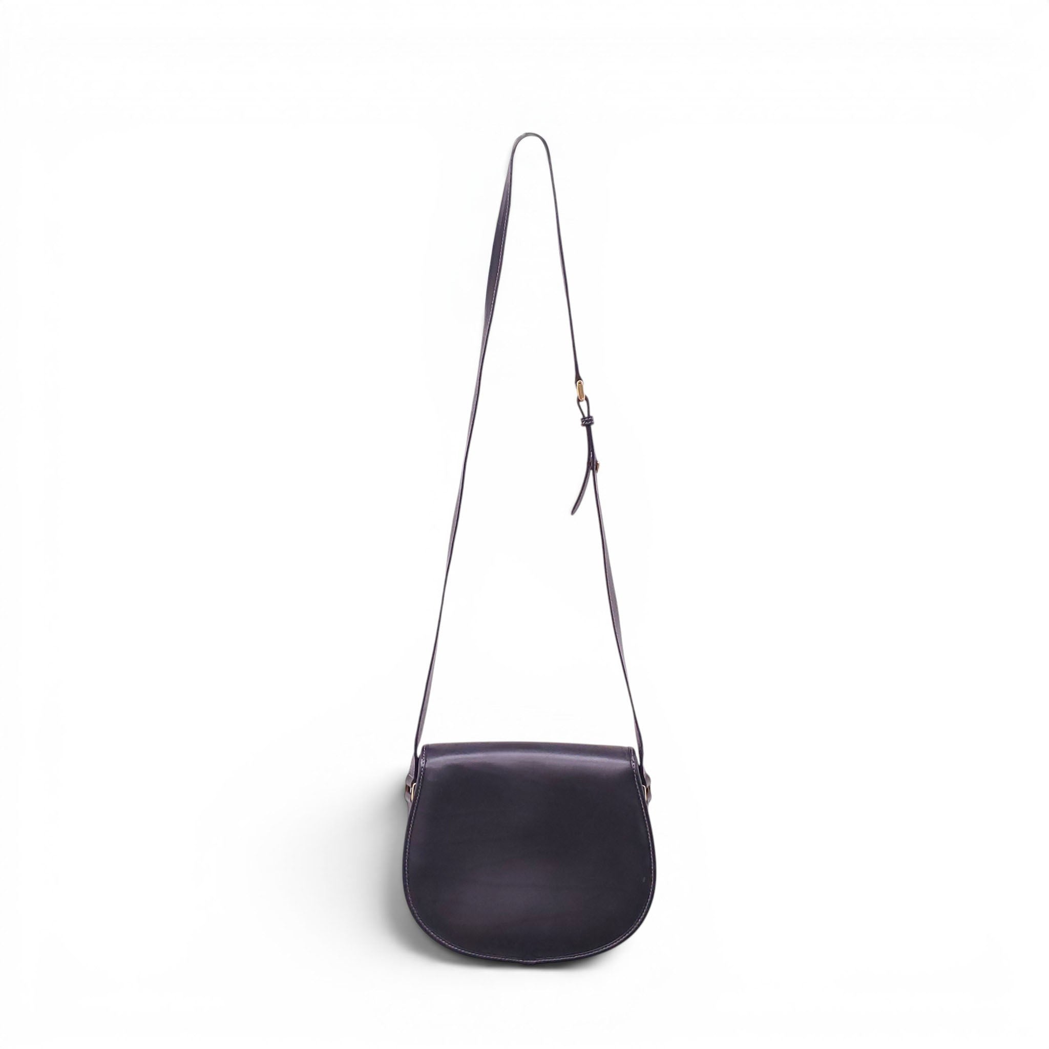 GUCCI VINTAGE LEATHER AND MONOGRAM PATTERN CROSSBODY BAG