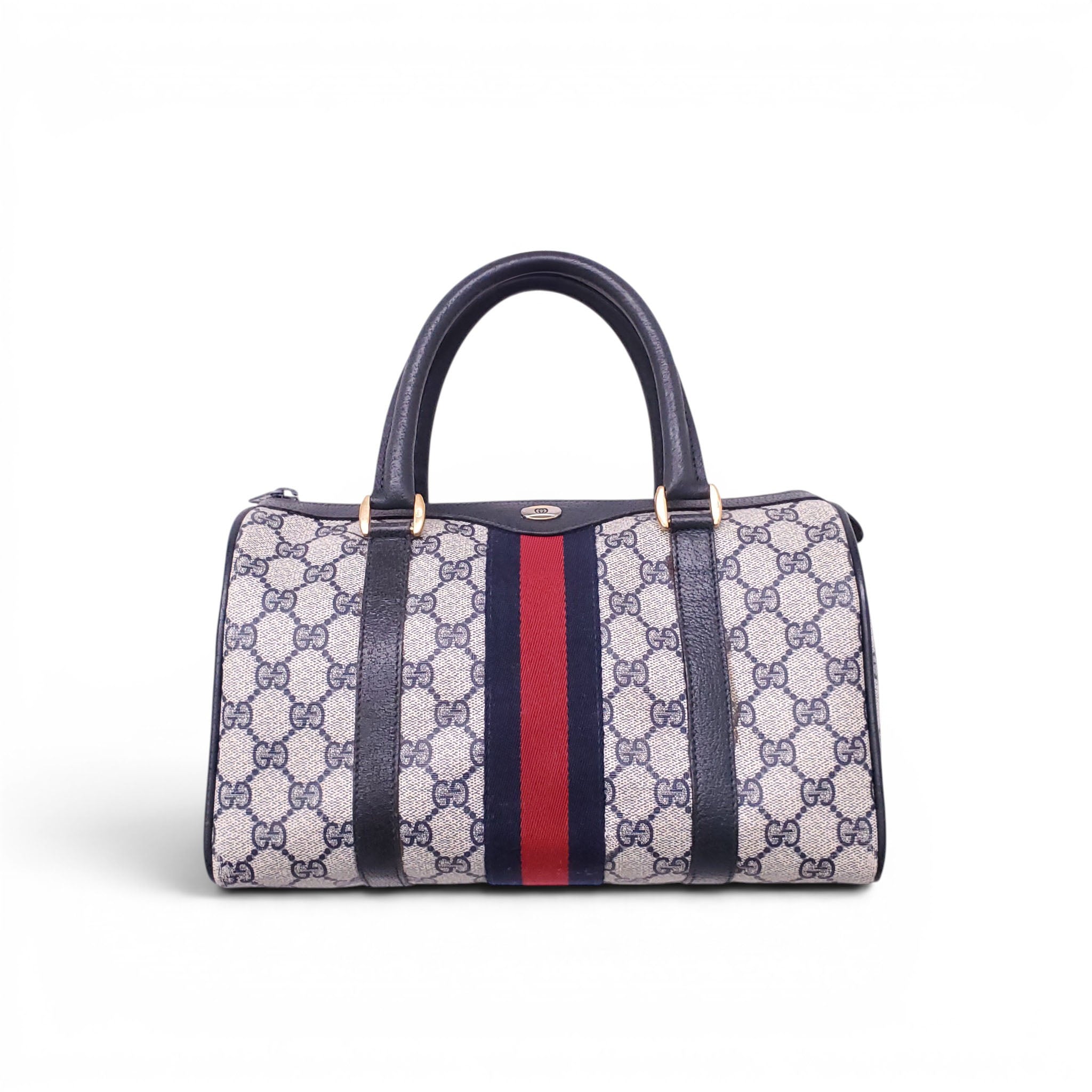 GUCCI VINTAGE MONOGRAM BOSTON BAG WITH RIBBON DETAIL