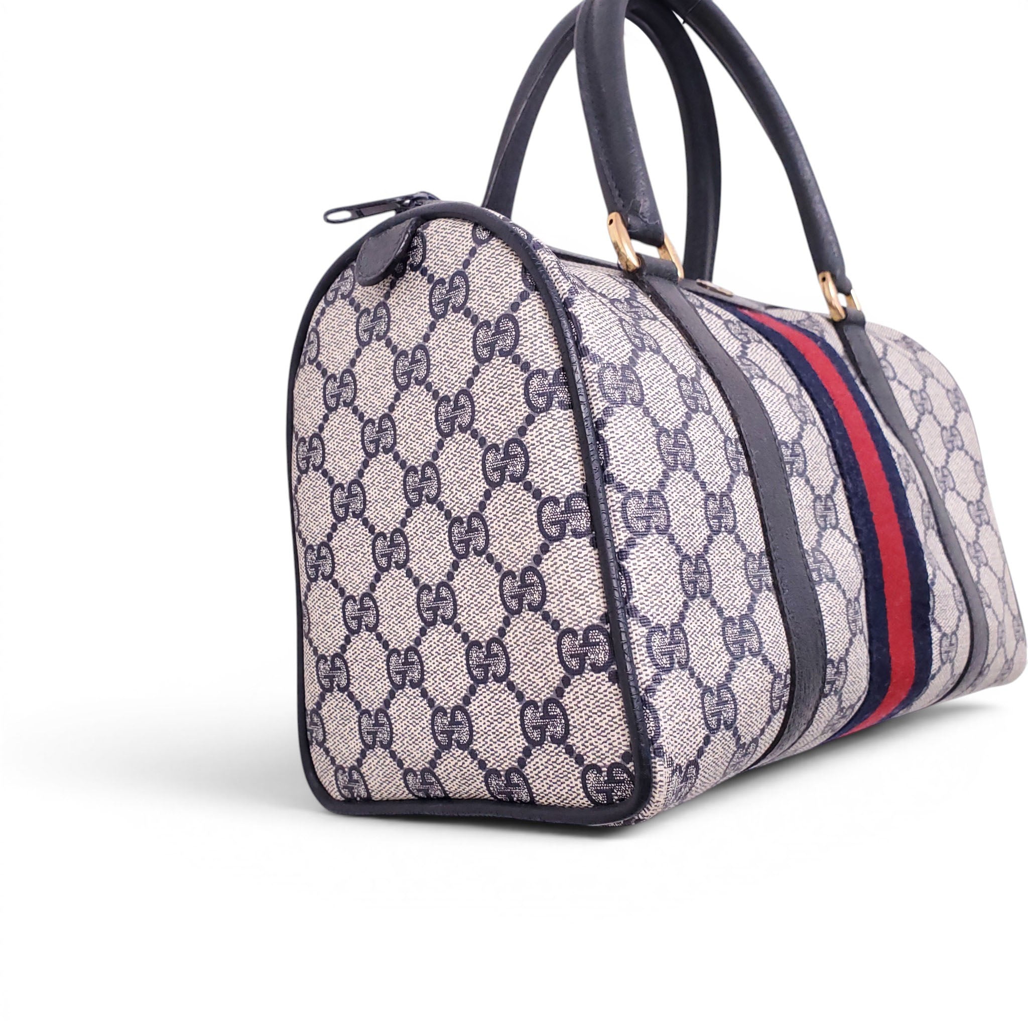 GUCCI VINTAGE MONOGRAM BOSTON BAG WITH RIBBON DETAIL