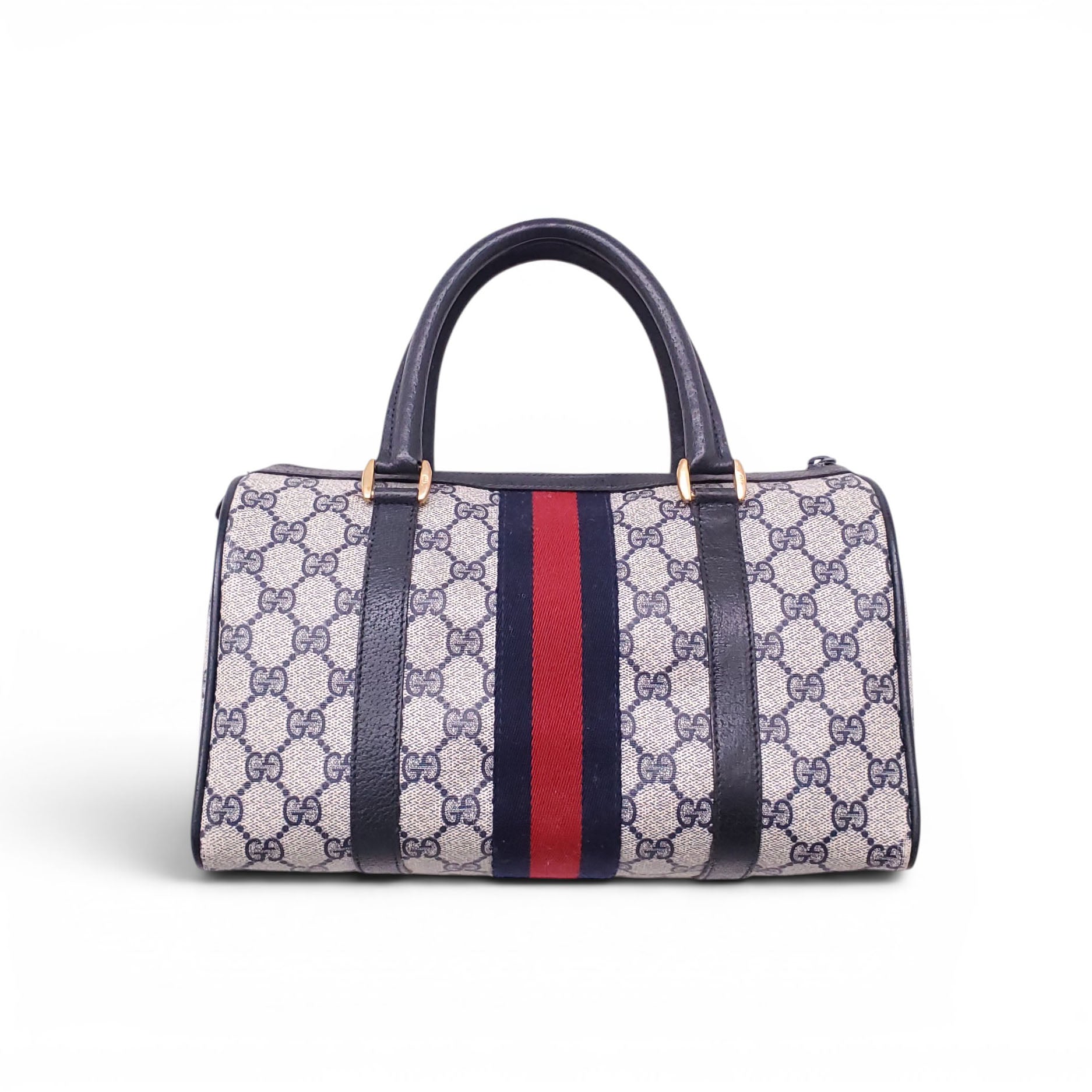 GUCCI VINTAGE MONOGRAM BOSTON BAG WITH RIBBON DETAIL