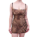 GUIZIO LEOPARD PRINT MINI DRESS WITH FLORAL NECKLINE - SIZE XS