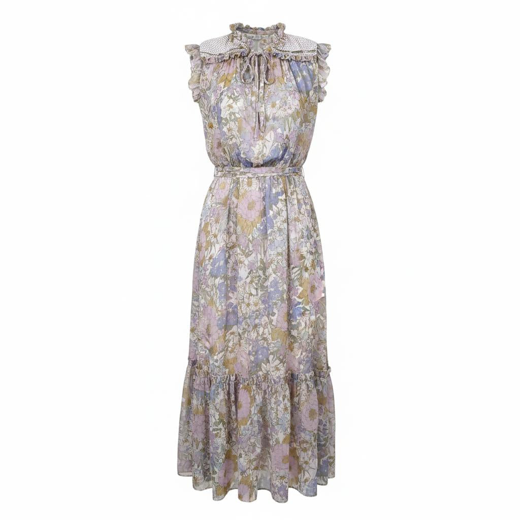 ZIMMERMANN SILK FLORAL BABYDOLL DRESS WITH BELT - SIZE 3 (US 10)