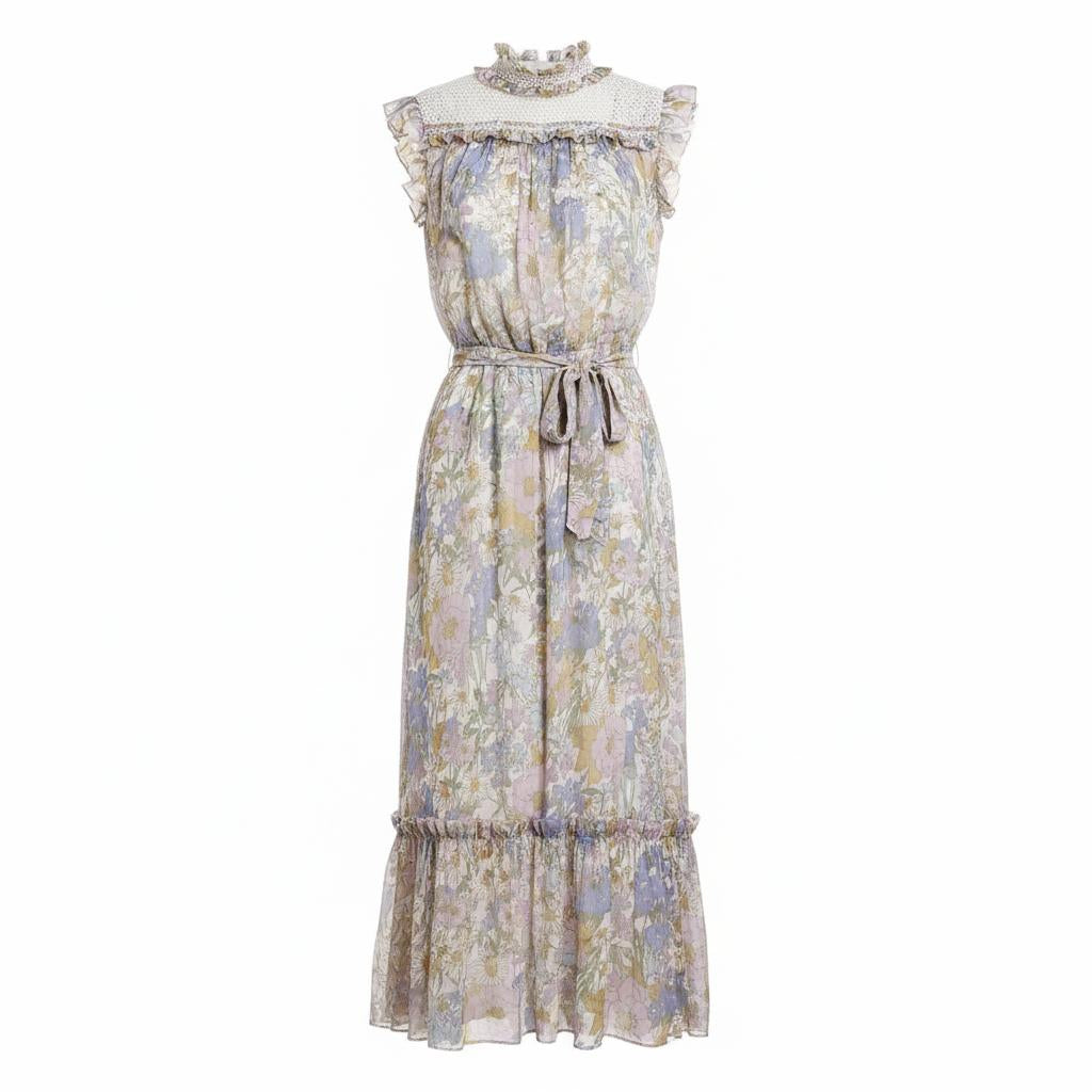 ZIMMERMANN SILK FLORAL BABYDOLL DRESS WITH BELT - SIZE 3 (US 10)