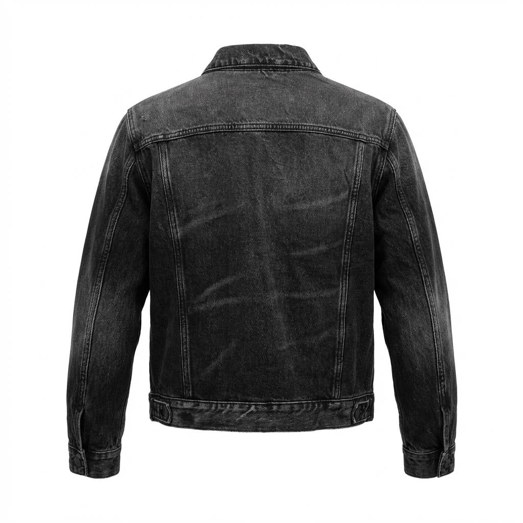 ESSENTIALS GREY DENIM LOGO JACKET - SIZE XXS (OVERSIZED)
