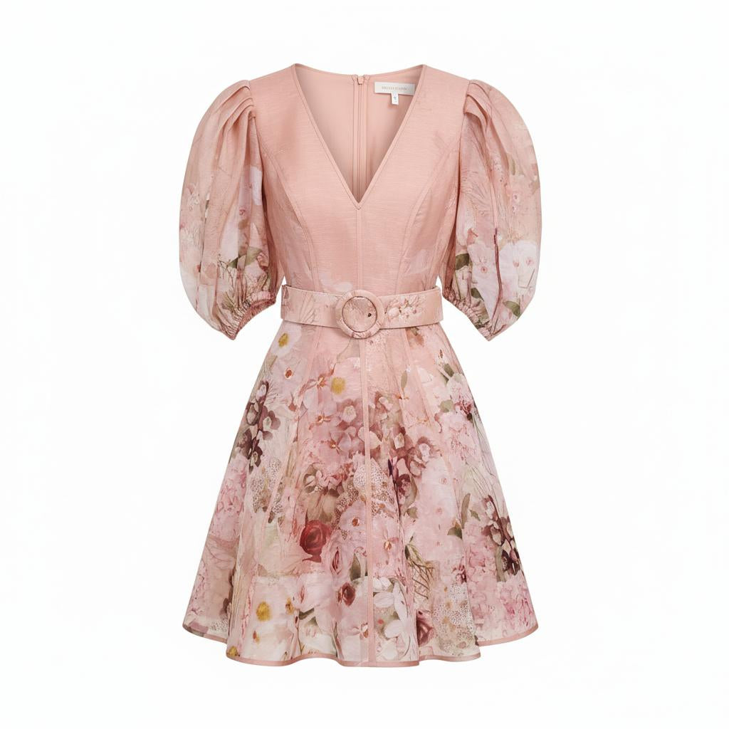 ZIMMERMANN FLORAL DRESS WITH BELT DETAIL - SIZE 0 (US 4)