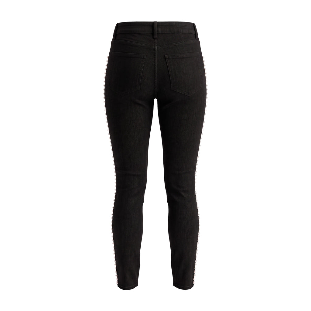 ALEXANDER MCQUEEN BLACK JEANS WITH PEARL BEAD DETAILS - SIZE 38