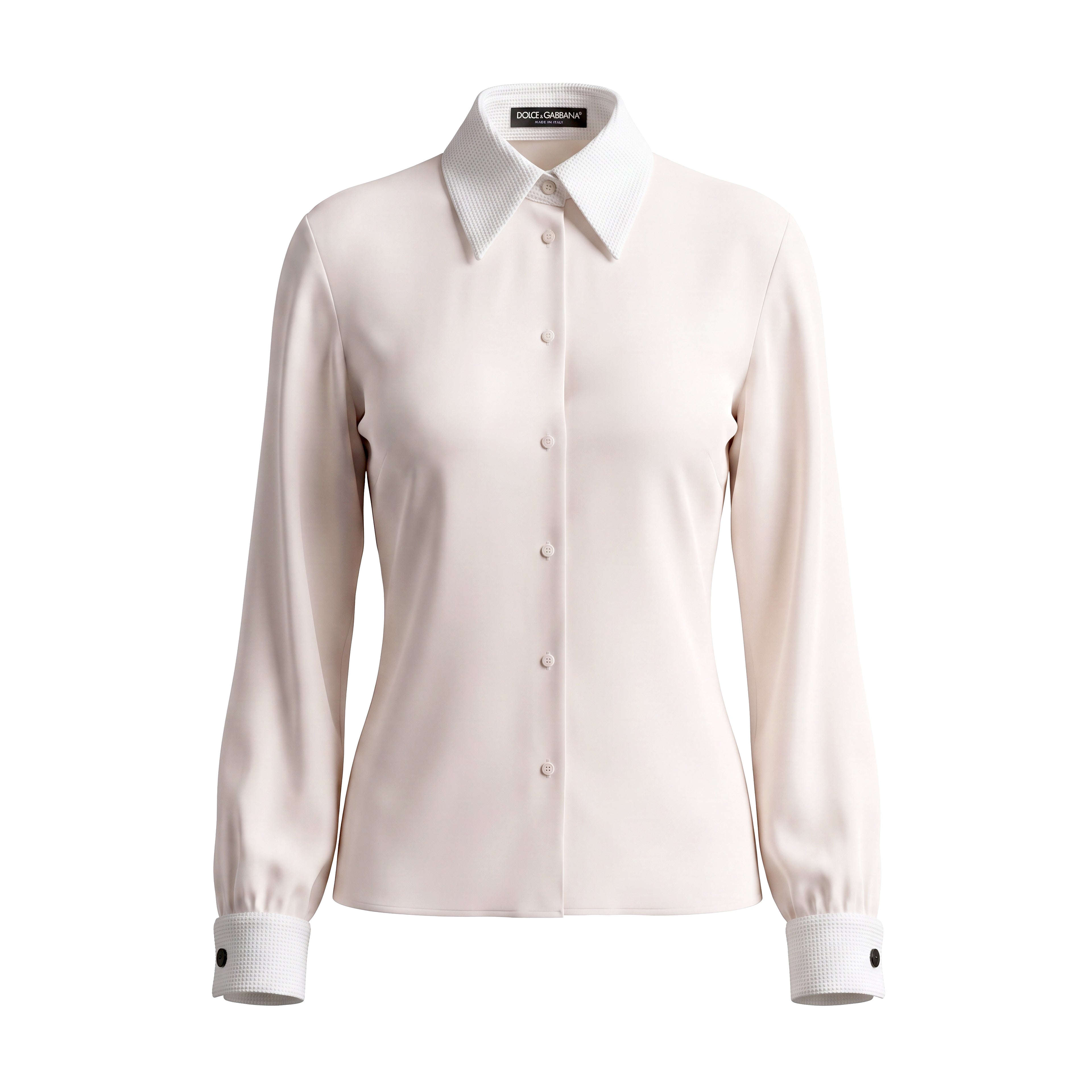 DOLCE & GABBANA CREAM BLOUSE WITH WAFFLE DETAILS - SIZE 36