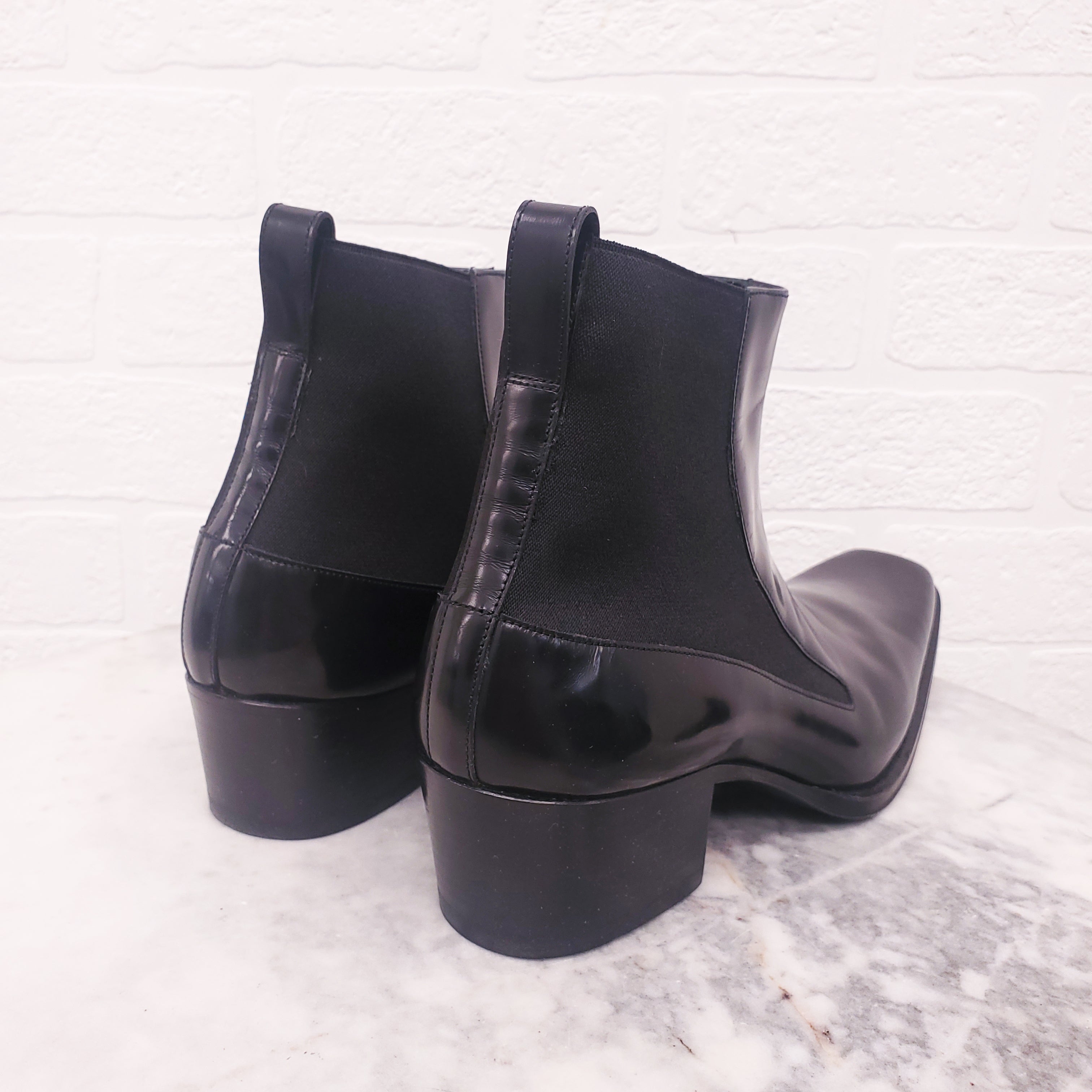 HAIDER ACKERMANN BLACK LEATHER COWBOY BOOTIES - SIZE 39.5