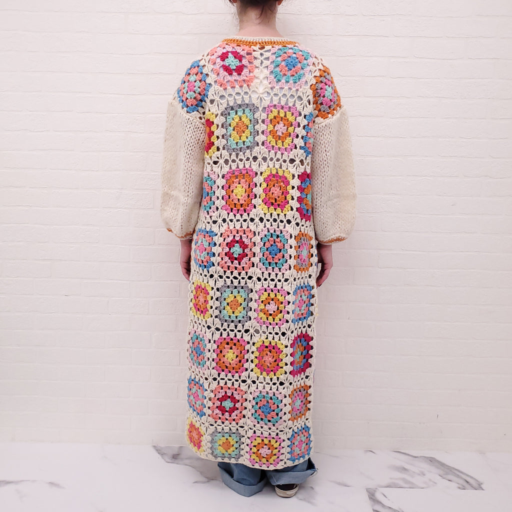 HANDMADE CROCHET KNIT LONG CARDIGAN - SIZE O/S