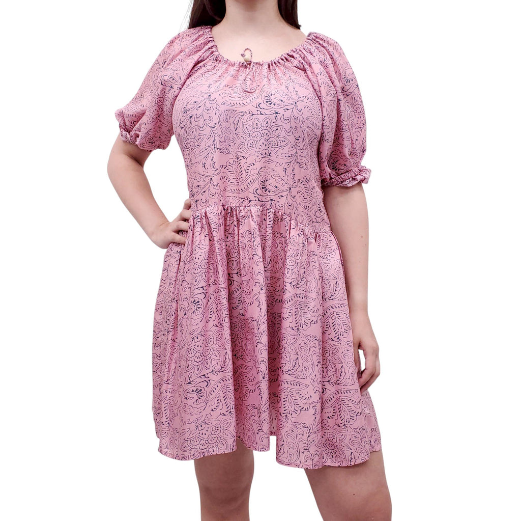 HANNAH PINK PATTERNED DRESS - SIZE S (1)