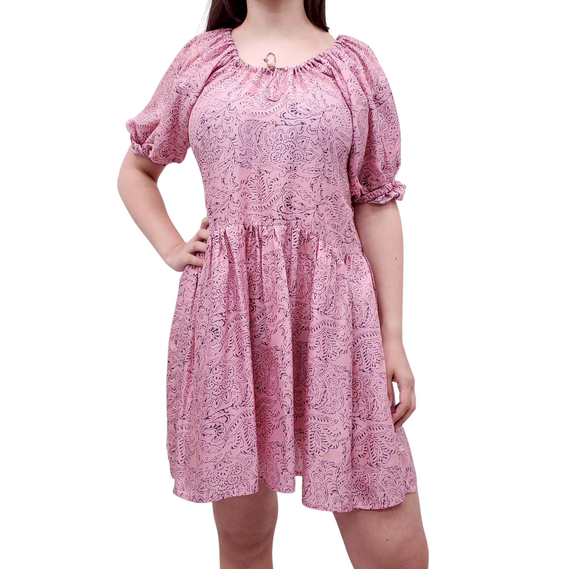 HANNAH PINK PATTERNED DRESS - SIZE S (1)
