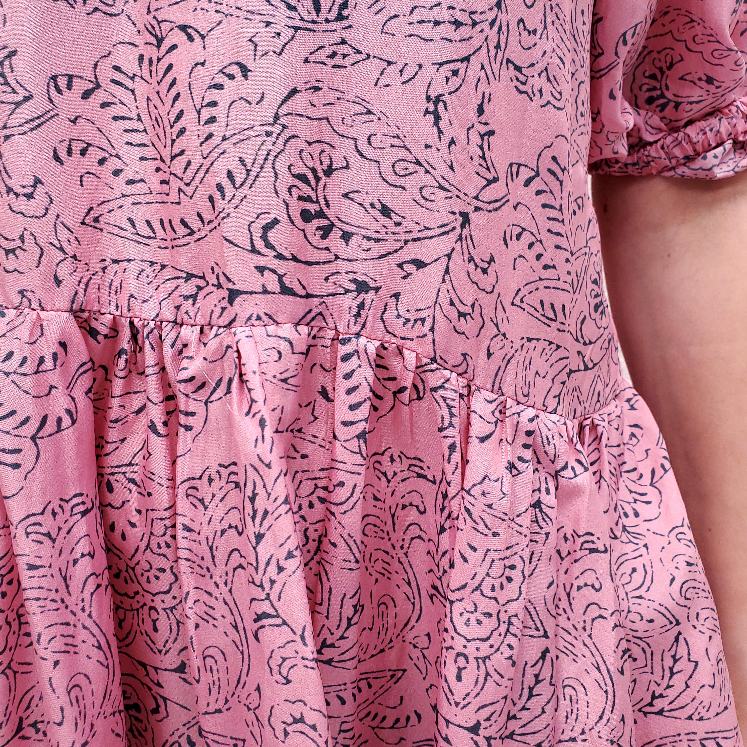 HANNAH PINK PATTERNED DRESS - SIZE S (1)