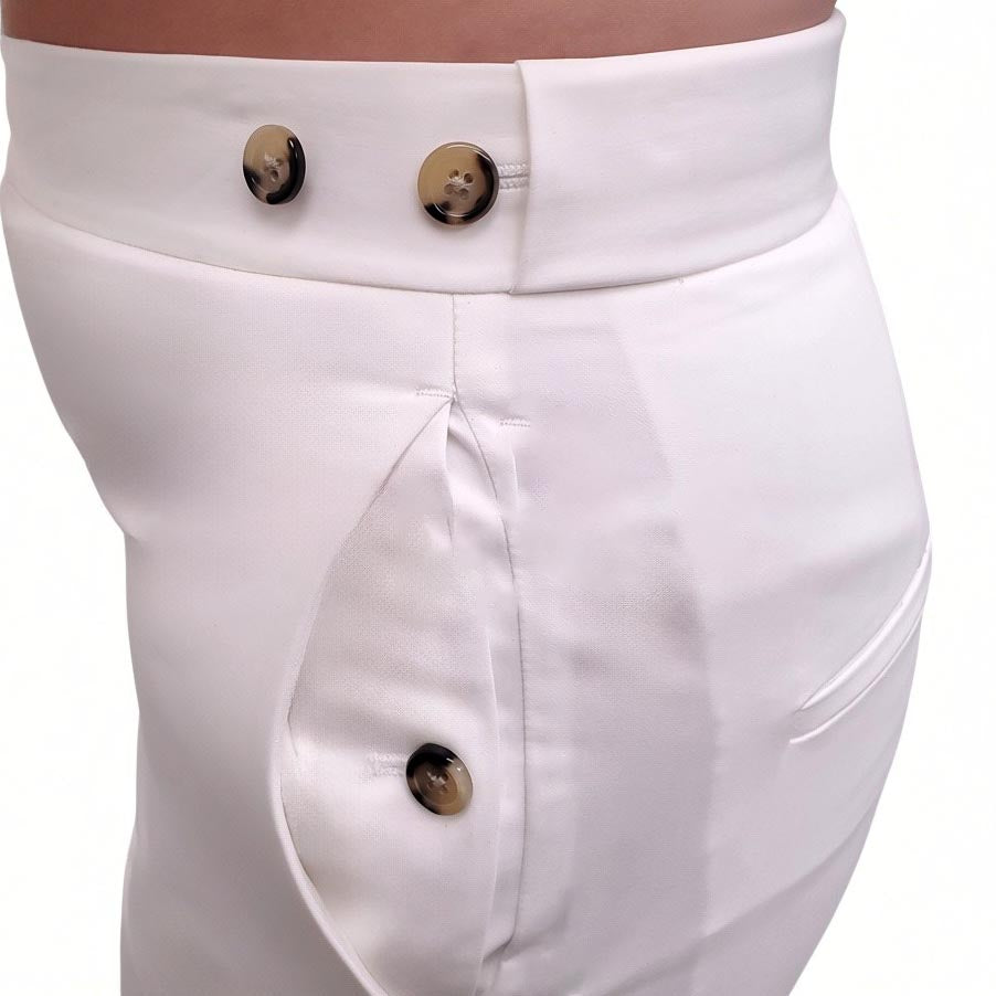 HELMUT LANG WHITE SATEEN TROUSERS - SIZE 4