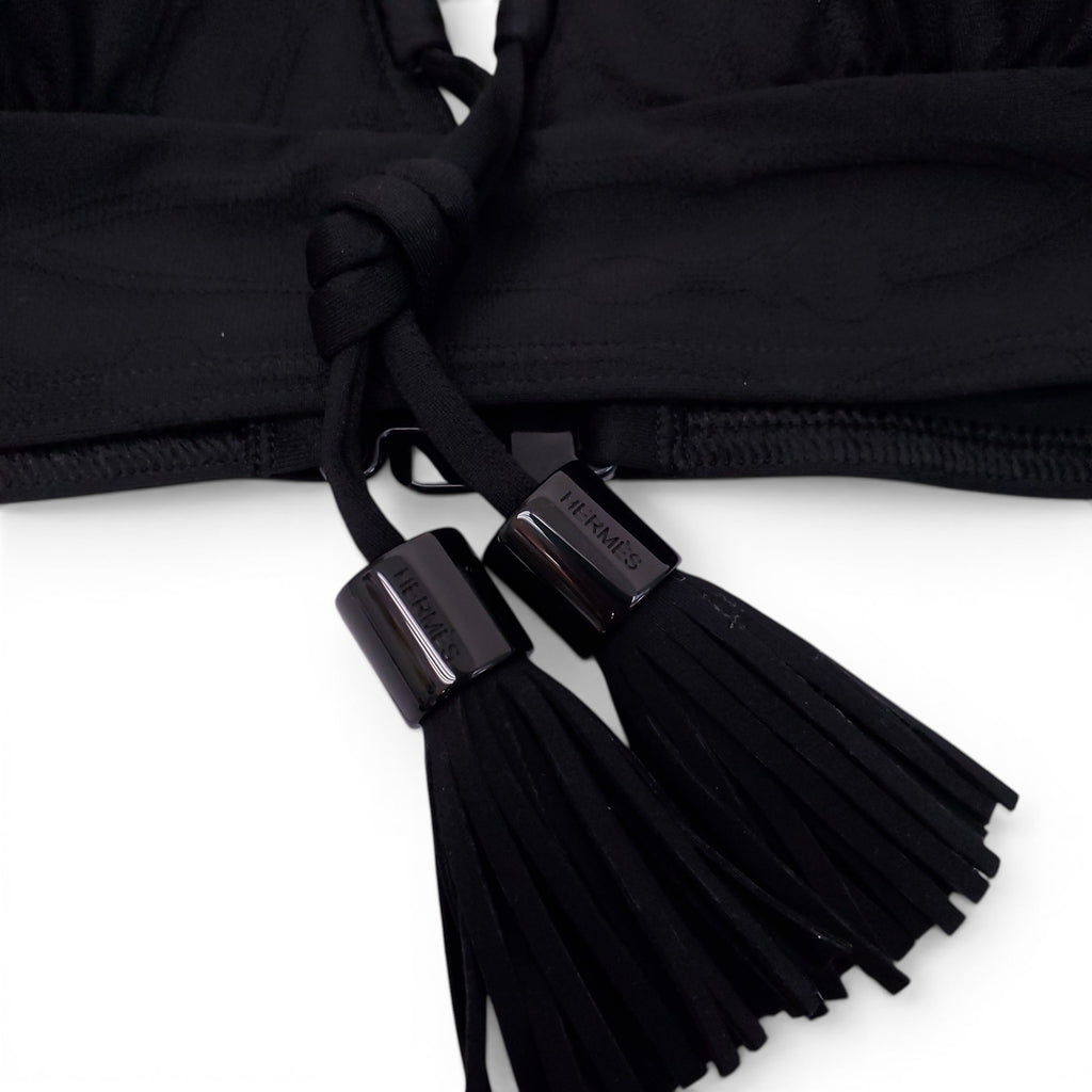 HERMÈS BLACK PATTERNED BIKINI - SIZE 38
