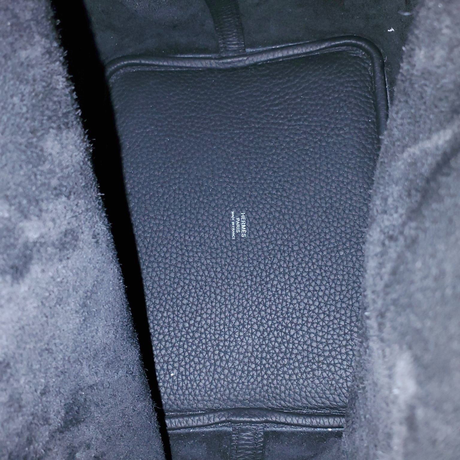 HERMÈS BLACK PICOTIN 18 CLEMENCE BAG WITH PALLADIUM HARDWARE