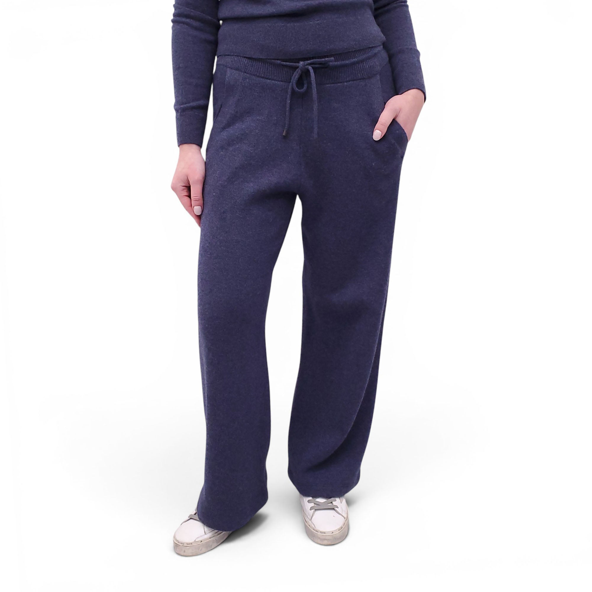 HERMÈS BLUE CASHMERE LOGO SET - SIZE 36