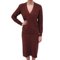 HERMÈS BURGUNDY KNIT SKIRT SET - SIZE 38