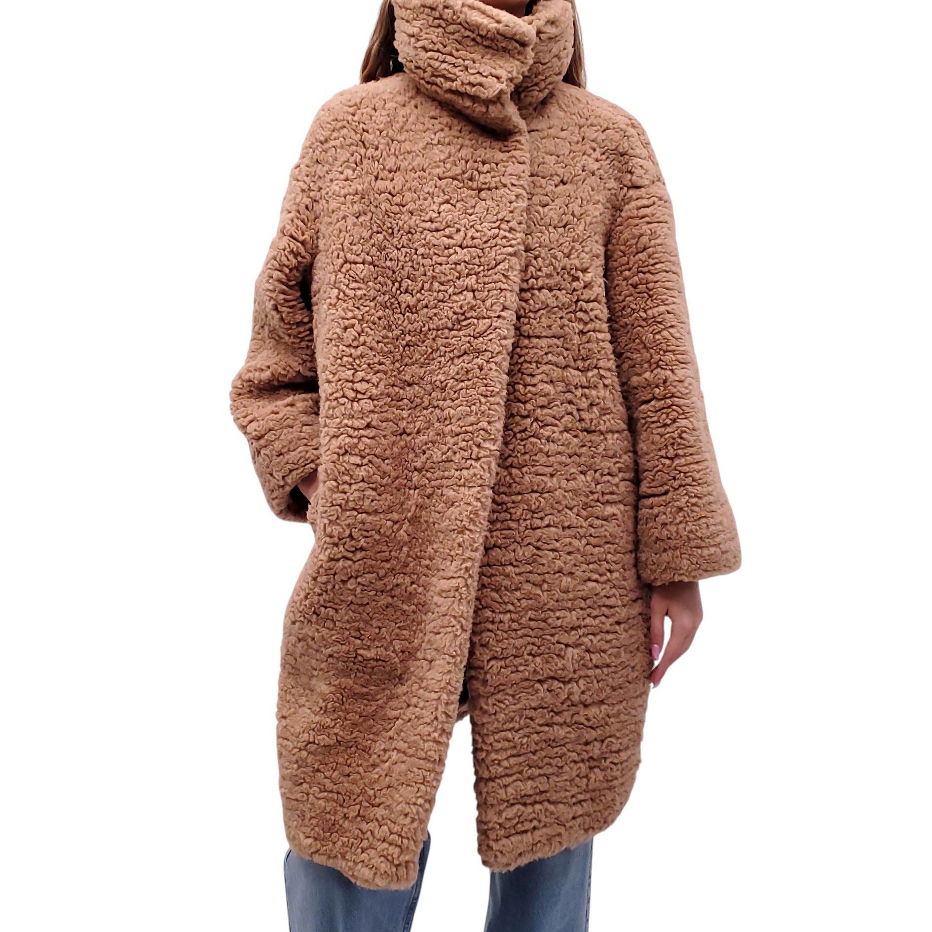 HERMÈS CAMEL HAIR TEDDY COAT - SIZE 38 (OVERSIZED)