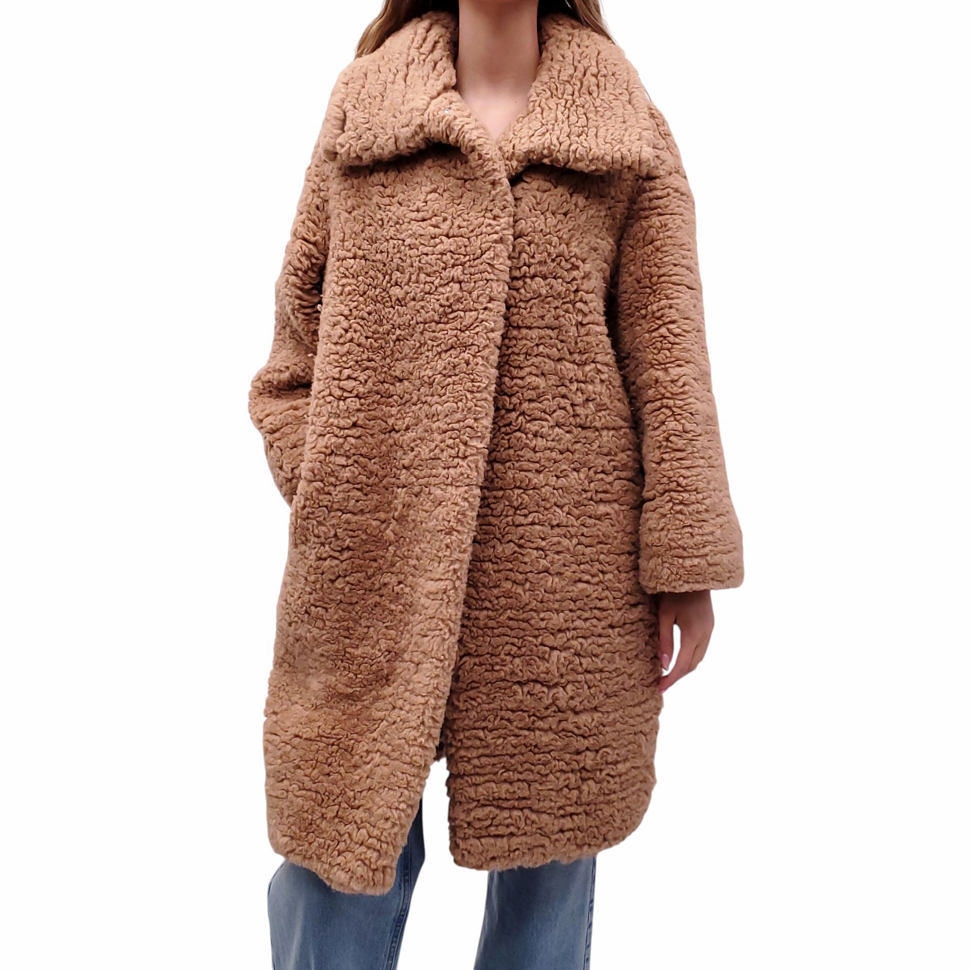 HERMÈS CAMEL HAIR TEDDY COAT - SIZE 38 (OVERSIZED)