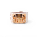 HERMÈS CREAM LEATHER AND ROSE GOLD COLLIER DE CHIEN BRACELET - SIZE T3/M