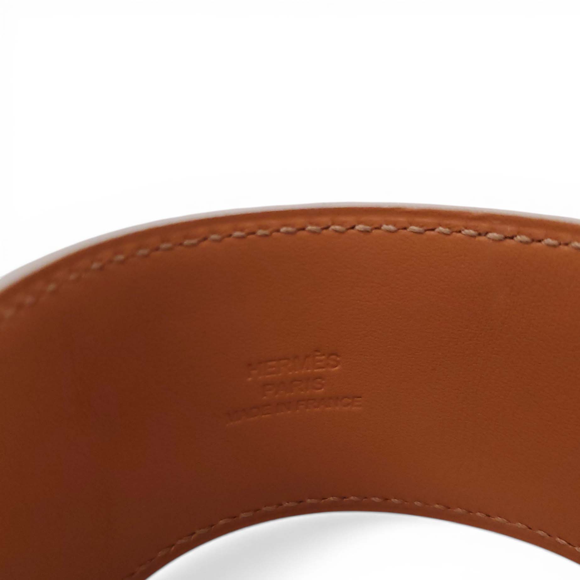 HERMÈS CREAM LEATHER AND ROSE GOLD COLLIER DE CHIEN BRACELET - SIZE T3/M