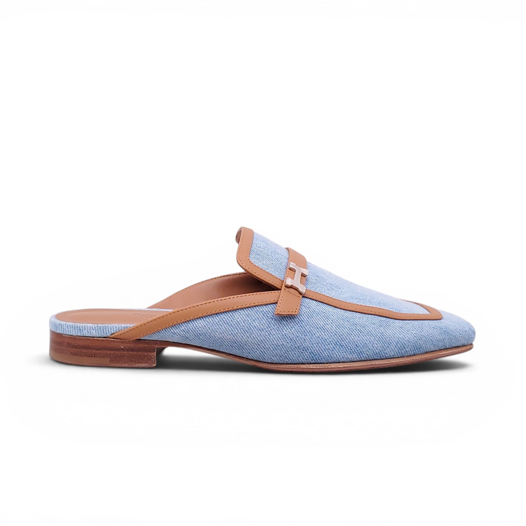 HERMÈS DENIM GROUPIE MULES - SIZE 37