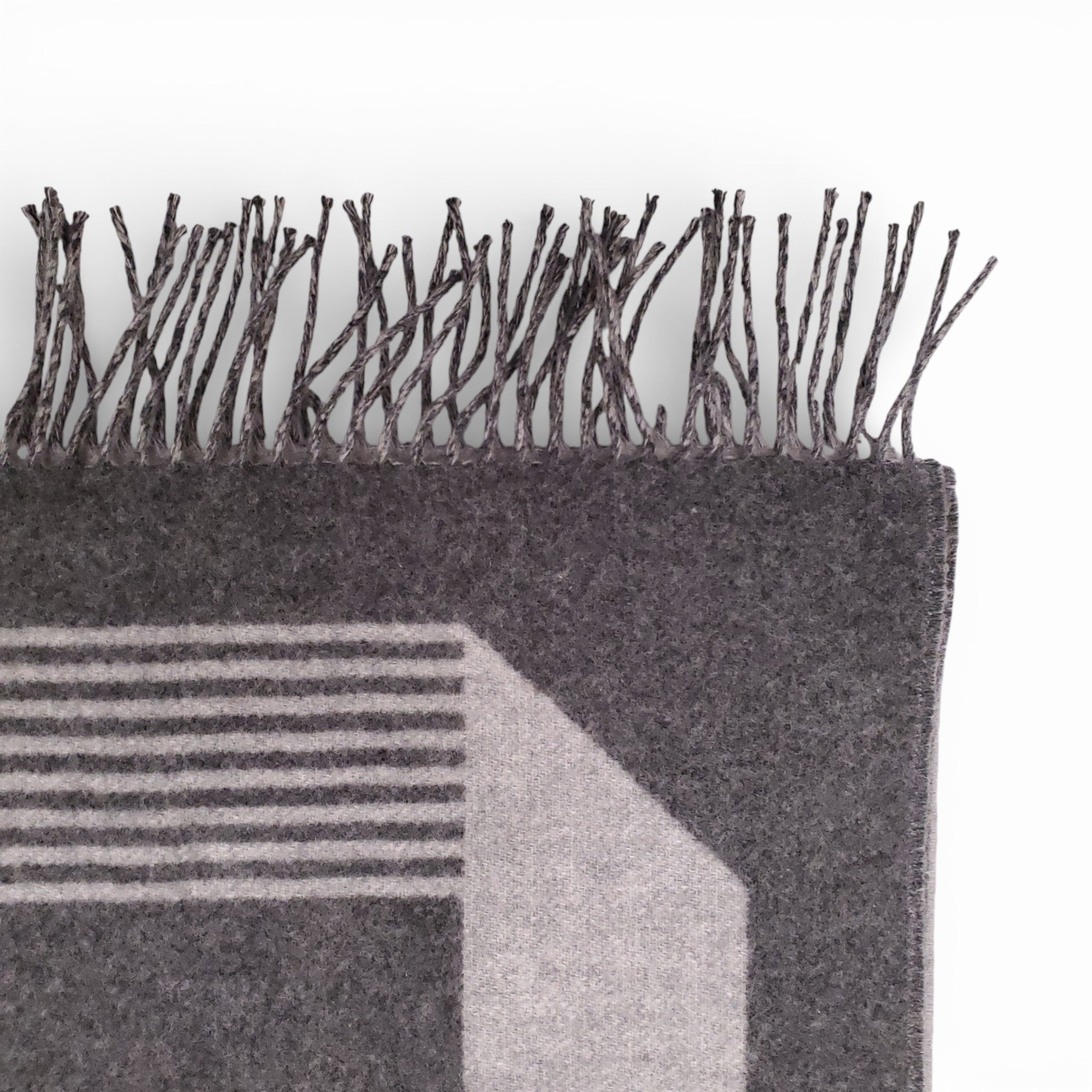 HERMÈS GREY DOUBLE SIDED BELT PRINT CASHMERE SCARF