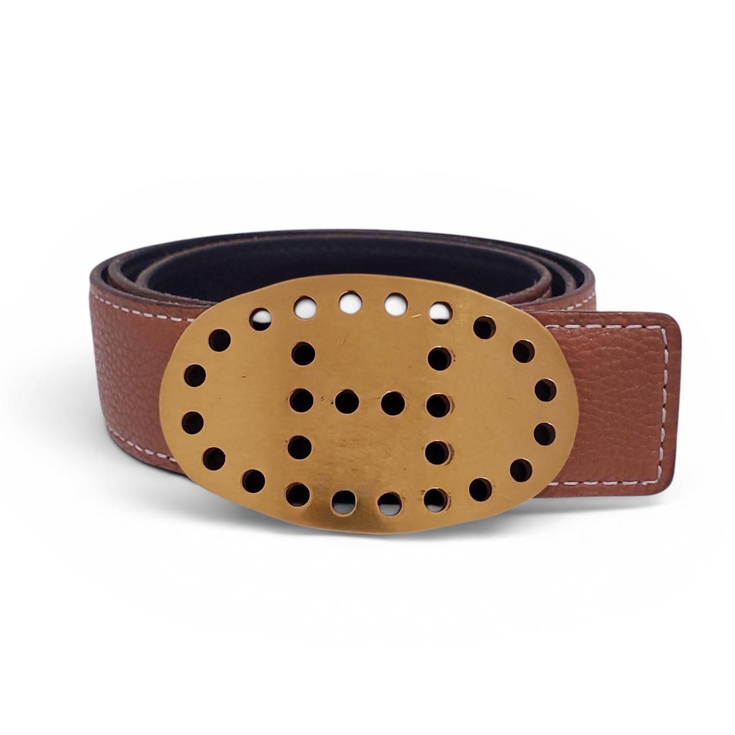 HERMÈS OVAL H LOGO REVERSIBLE BELT - SIZE 85