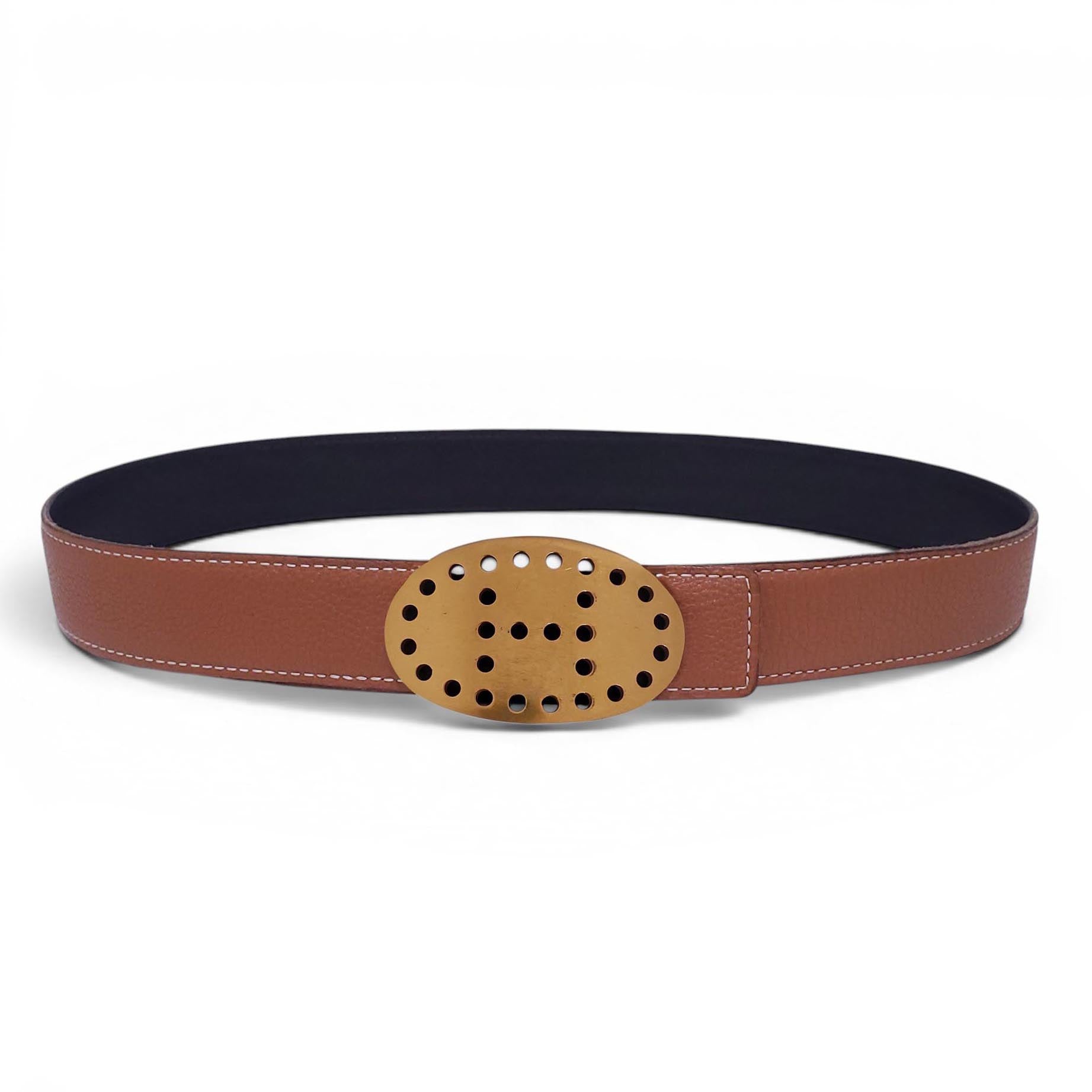 HERMÈS OVAL H LOGO REVERSIBLE BELT - SIZE 85