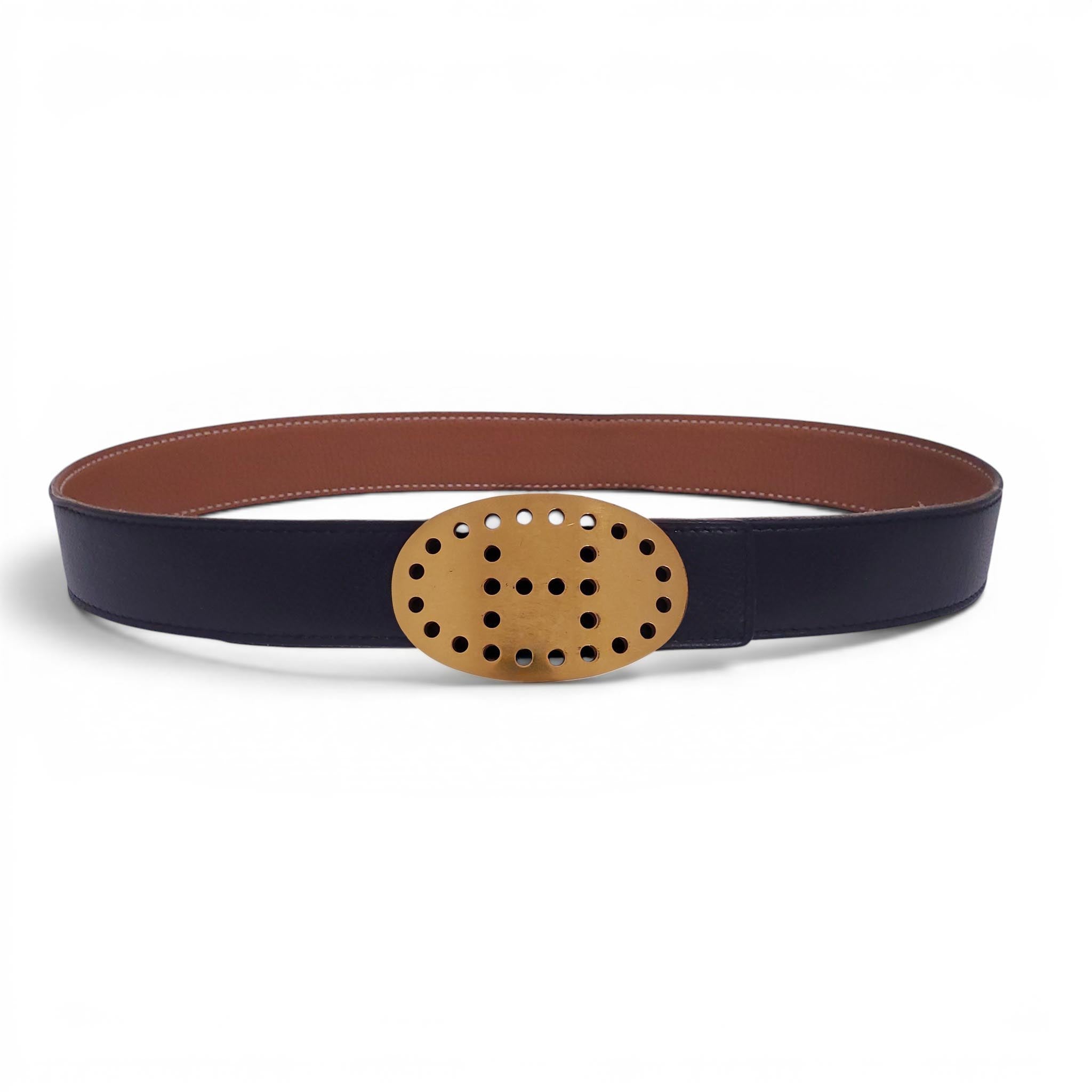 HERMÈS OVAL H LOGO REVERSIBLE BELT - SIZE 85
