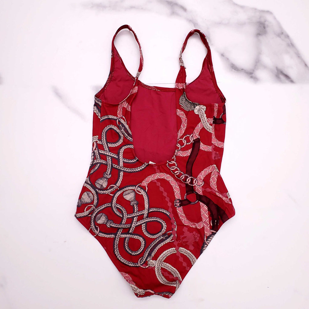 HERMÈS RED PATTERNED SWIMSUIT - SIZE 38