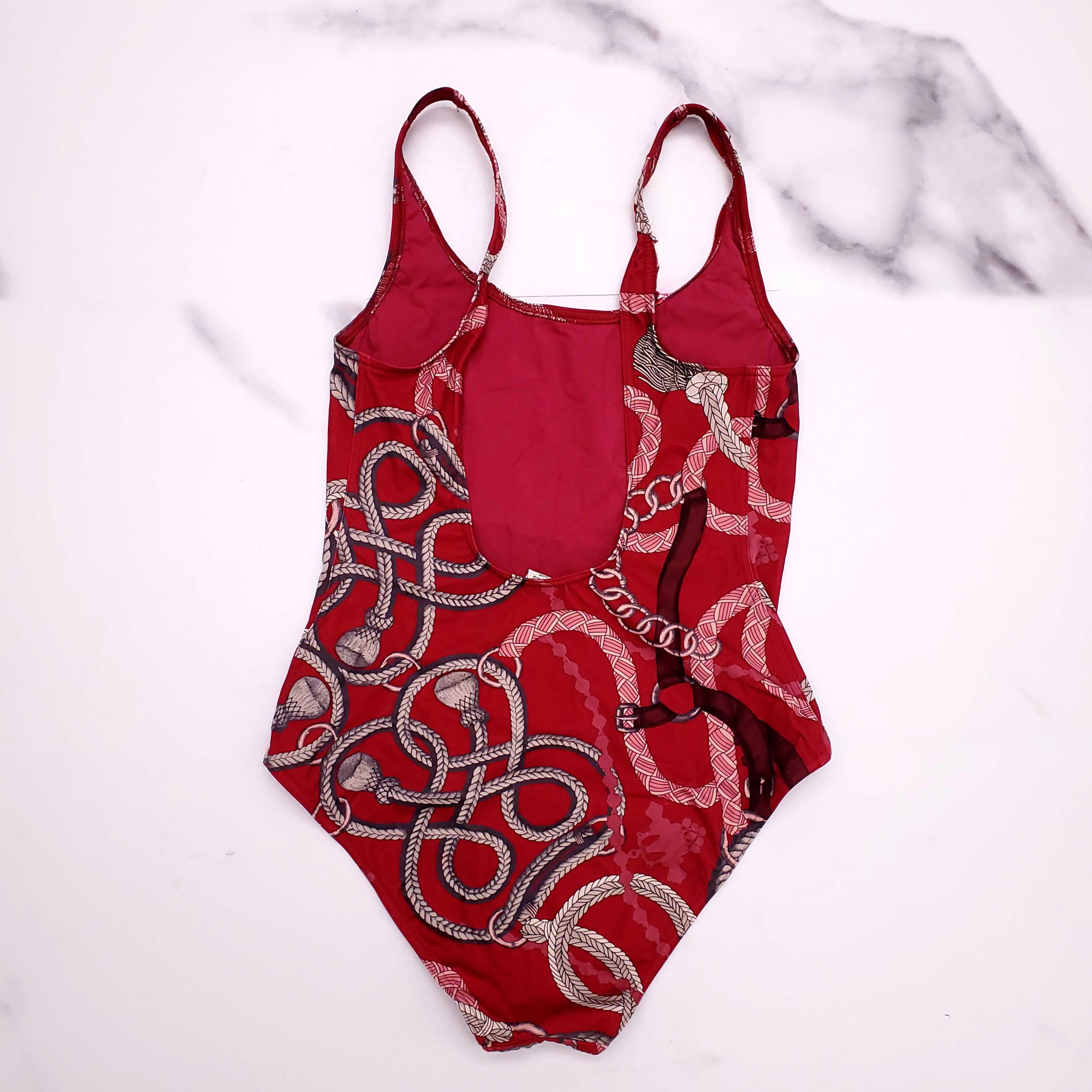 HERMÈS RED PATTERNED SWIMSUIT - SIZE 38
