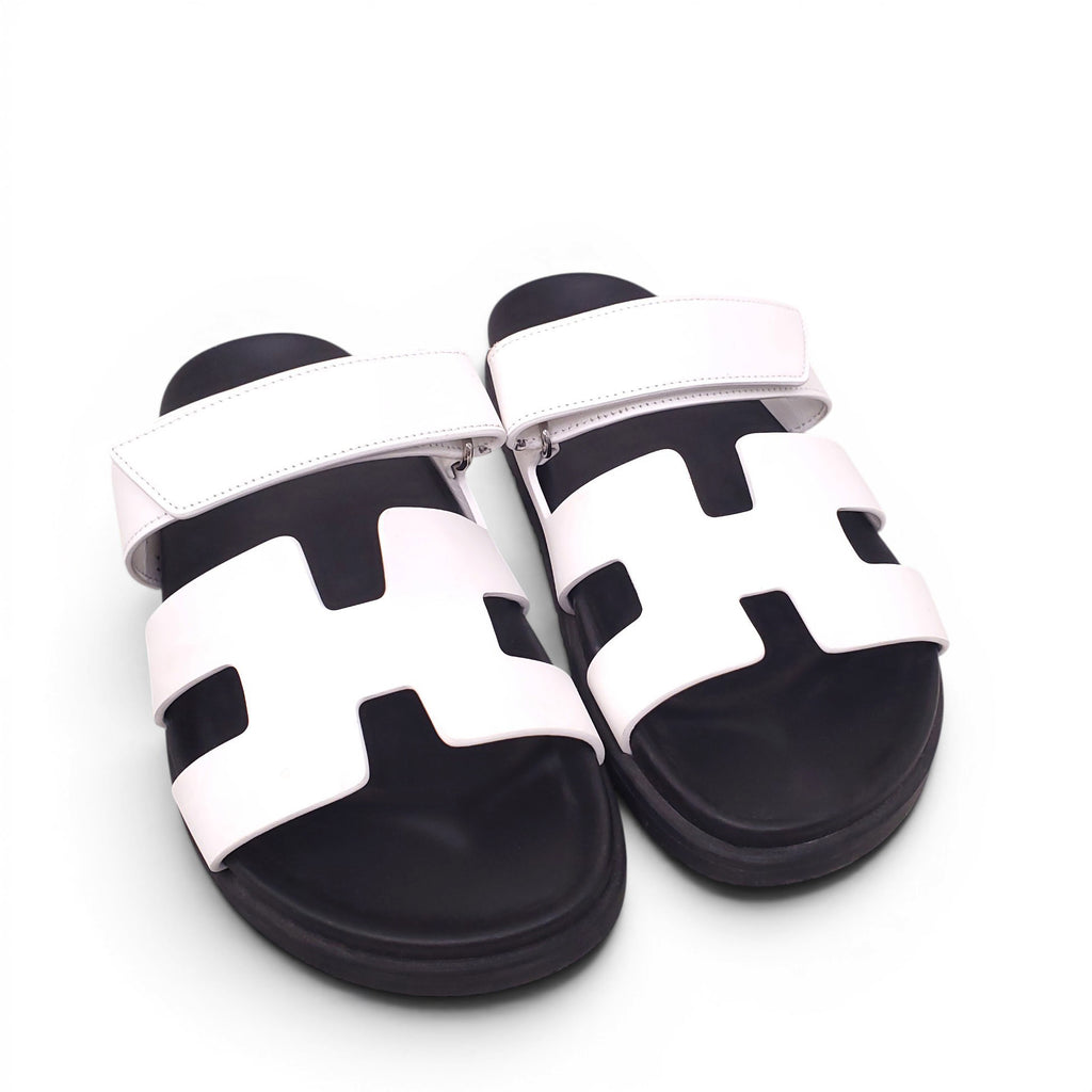 HERMÈS WHITE CHYPRE SANDALS - SIZE 39