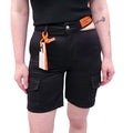 HERON PRESTON BLACK LOGO CUT OUT CARGO SHORTS - SIZE XS