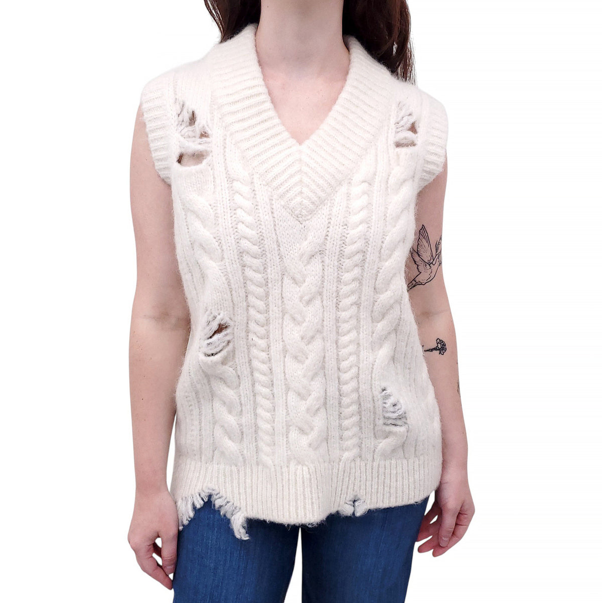HOLZWEILER IVORY SWEATER VEST - SIZE S