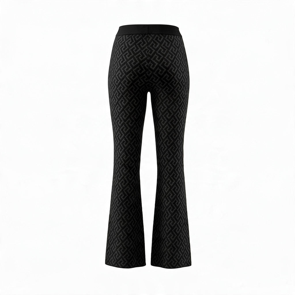 VERSACE BLACK GRECA KNIT TROUSERS - SIZE 38