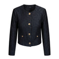 VERSACE BLACK TEXTURED JACKET WITH GOLD LOGO BUTTONS - SIZE 44