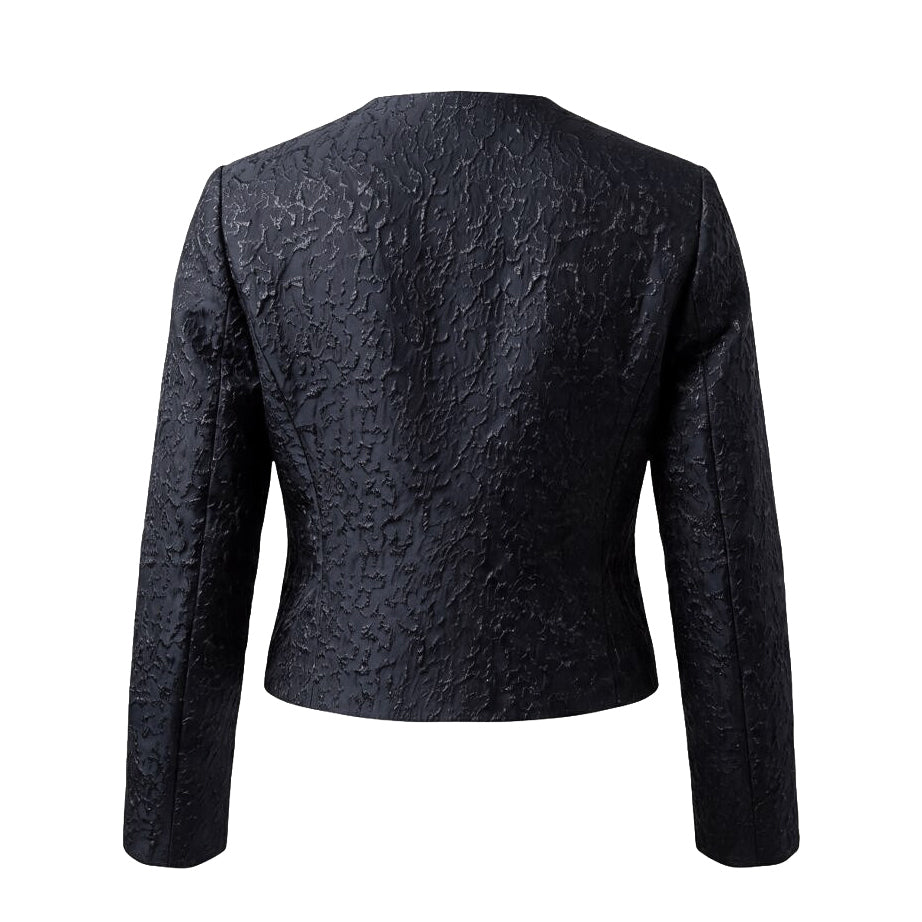 VERSACE BLACK TEXTURED JACKET WITH GOLD LOGO BUTTONS - SIZE 44