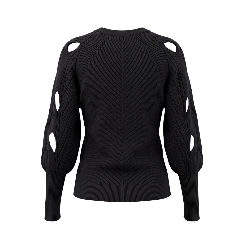 JONATHAN SIMKHAI BLACK OPEN KNIT CARDIGAN - SIZE XS