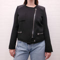 IRO BLACK TWEED JACKET WITH LEATHER DETAIL - SIZE 3/L