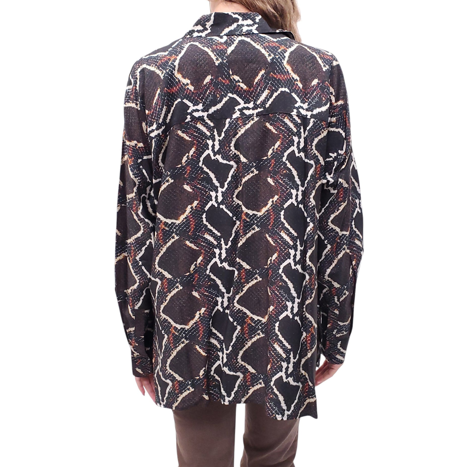 IRO SNAKE PRINT BUTTON UP BLOUSE - SIZE 40
