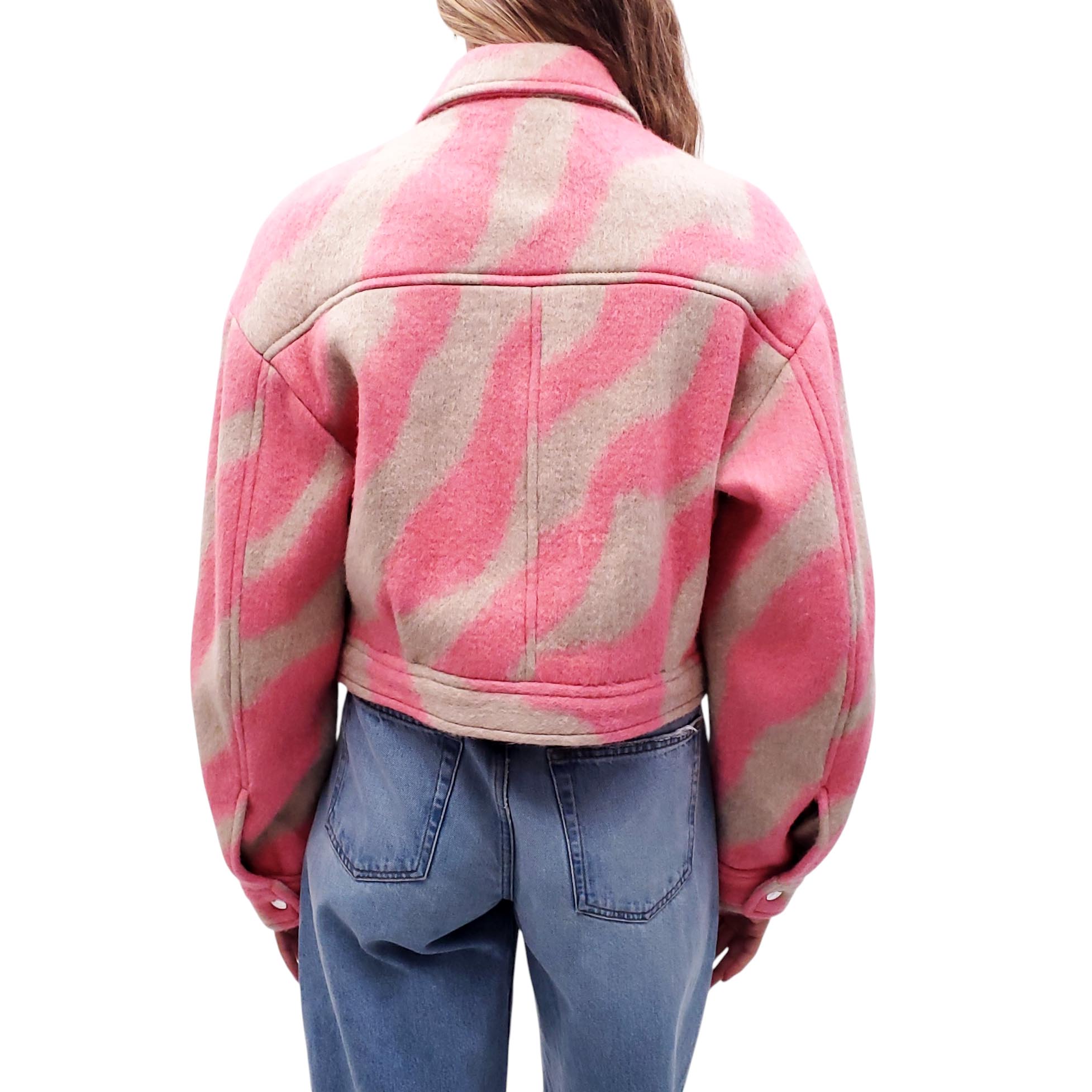 IRO ZEBRA PATTERNED CROPPED JACKET - SIZE 42
