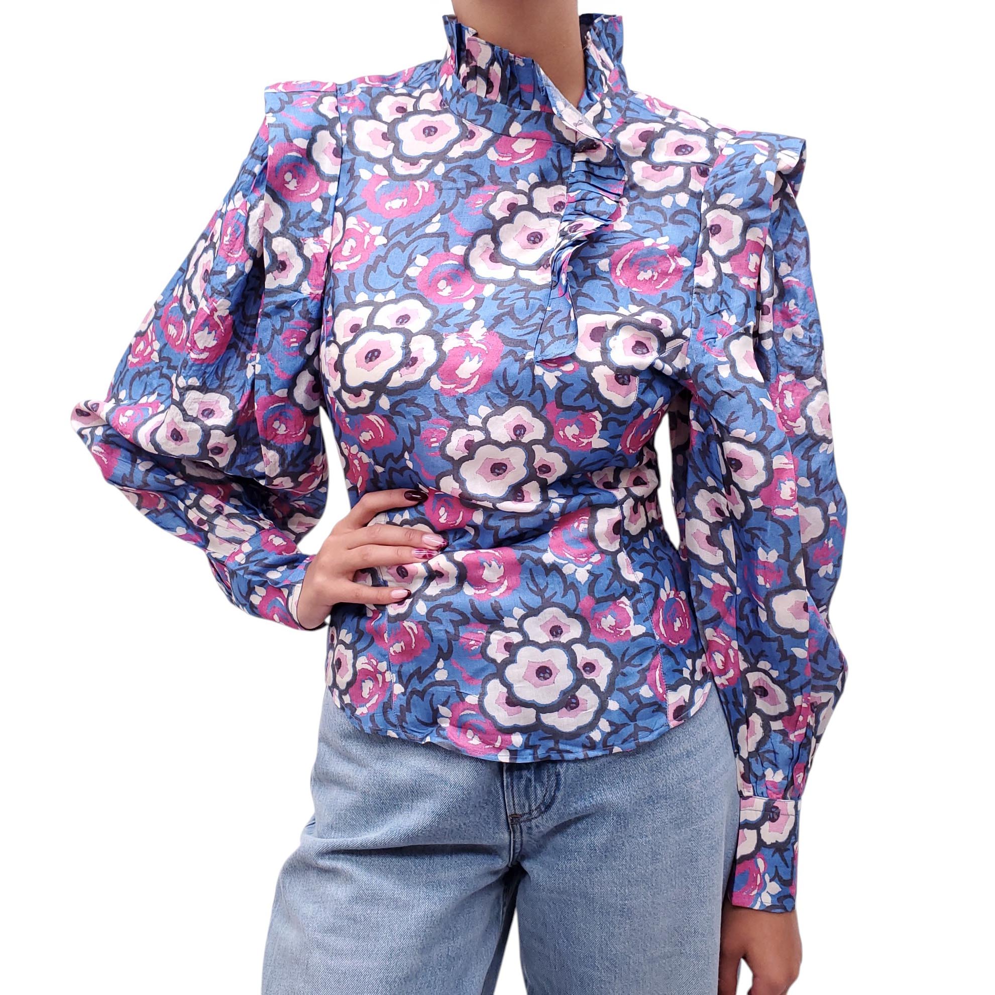 ISABEL MARANT BLACK LABEL FLORAL PRINT SILK TOP - SIZE 36