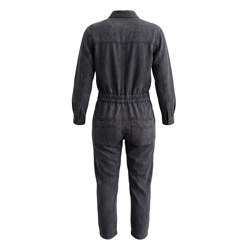 ISABEL MARANT ÉTOILE BLACK PAINTERS DENIM JUMPSUIT - SIZE 40