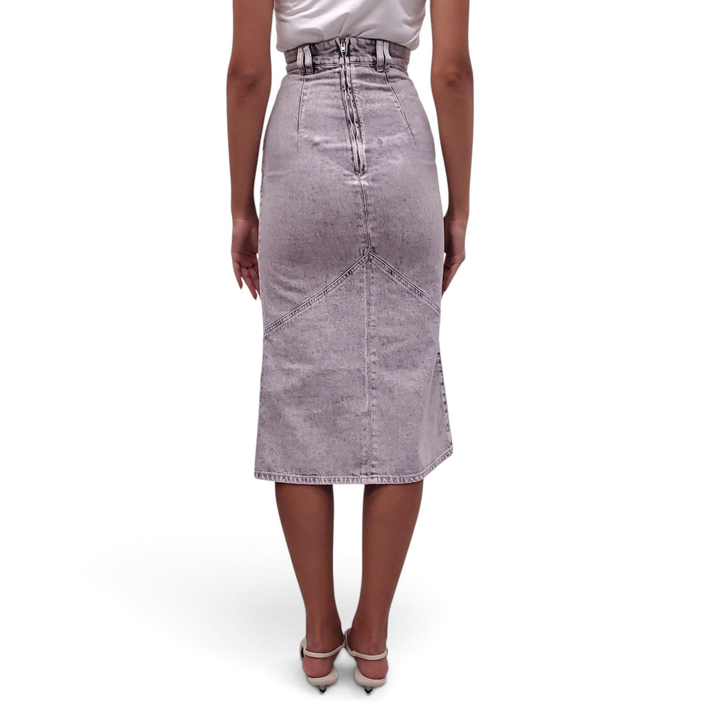 ISABEL MARANT ÉTOILE GREY ACID WASH DENIM SKIRT - SIZE 34