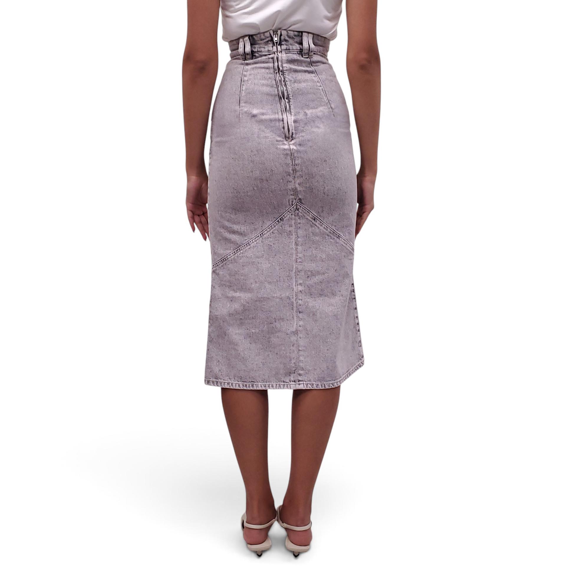 ISABEL MARANT ÉTOILE GREY ACID WASH DENIM SKIRT - SIZE 34