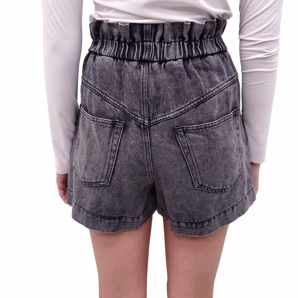 ISABEL MARANT ÉTOILE GREY DENIM PAPER BAG SHORTS - SIZE 34
