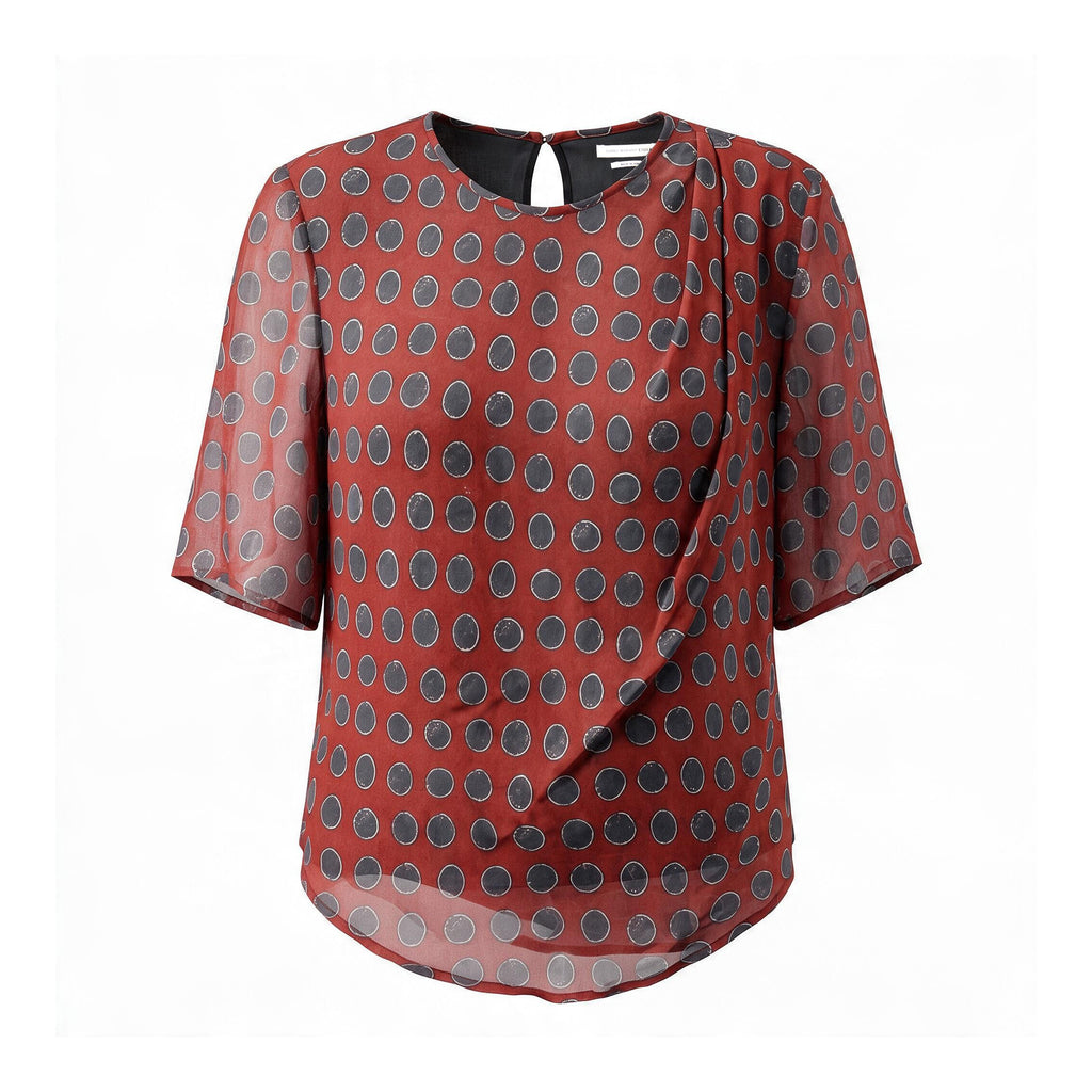 ISABEL MARANT ÉTOILE RED AND NAVY POLKA DOT BLOUSE - SIZE 40